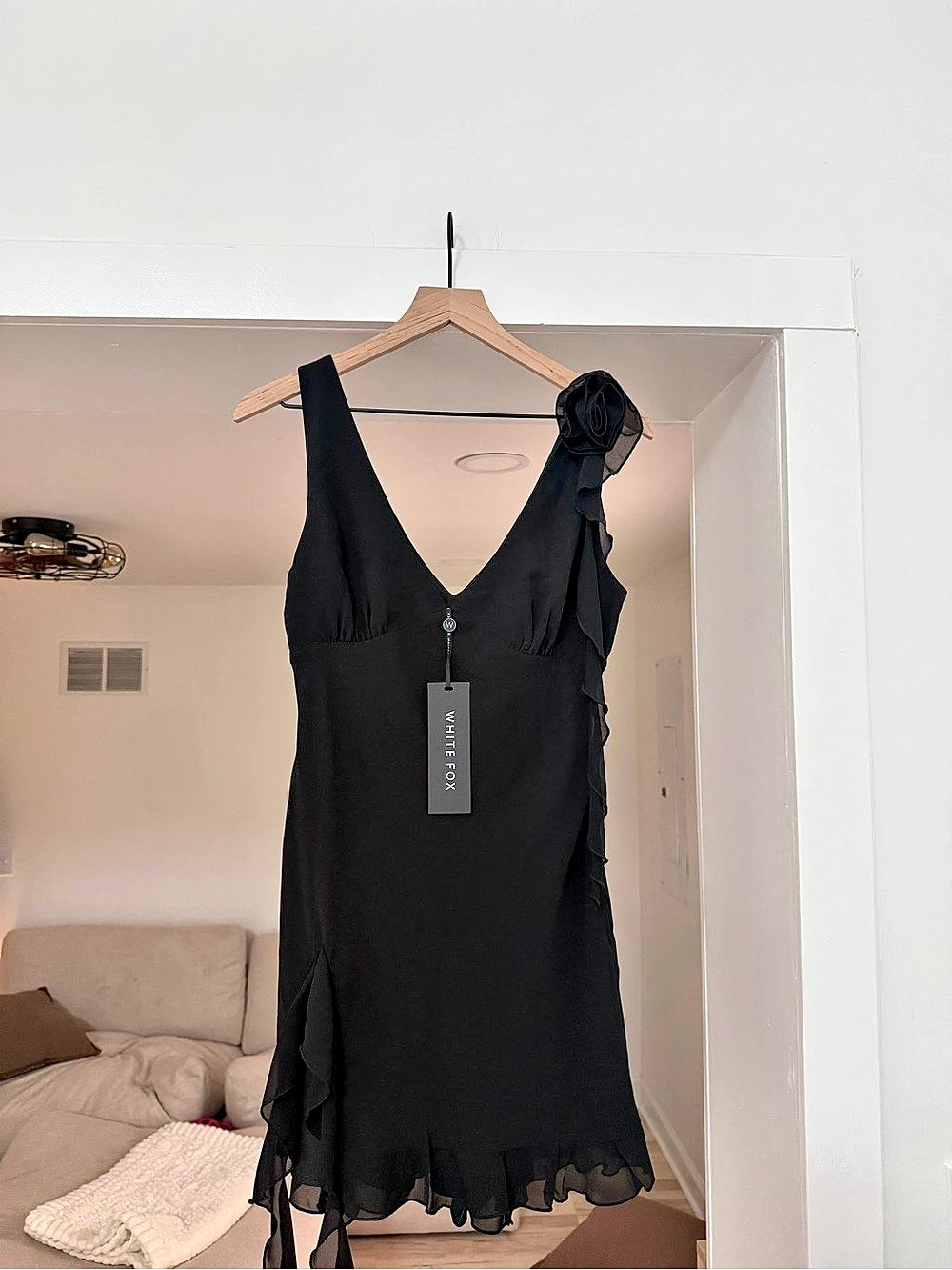 White Fox Mini Dress Black